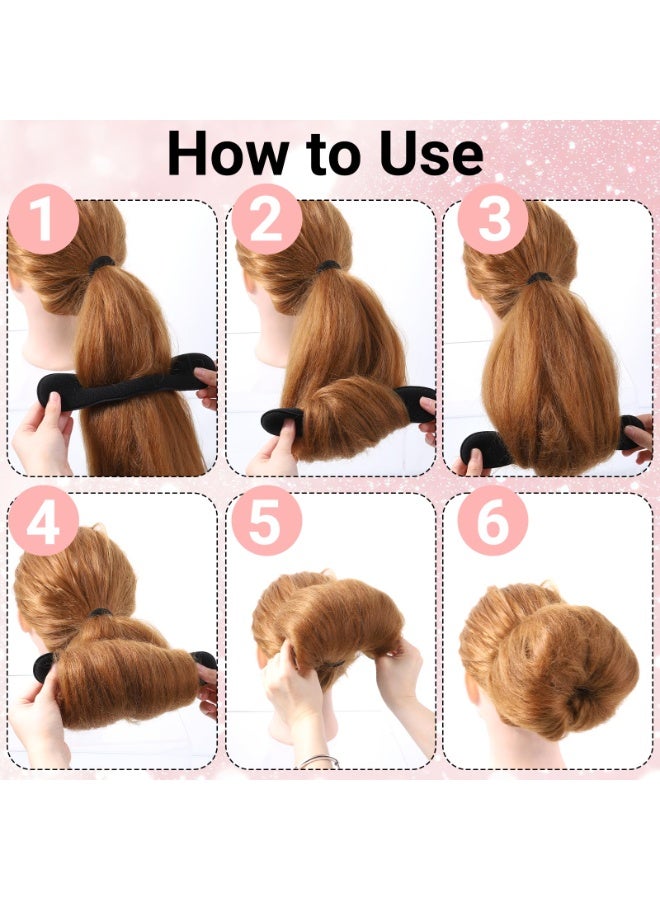 مجموعة من 4 أدوات لتشكيل كعكة الشعر مع ربطات شعر، إسفنج مانع للانزلاق، أدوات تشكيل قابلة لإعادة الاستخدام، مشابك لف الشعر، أدوات تصفيف سهلة الاستخدام، أداة لف الكعكة الفرنسية للشعر الطويل والرفيع والمجعد والمستقيم والمموج - Image 4